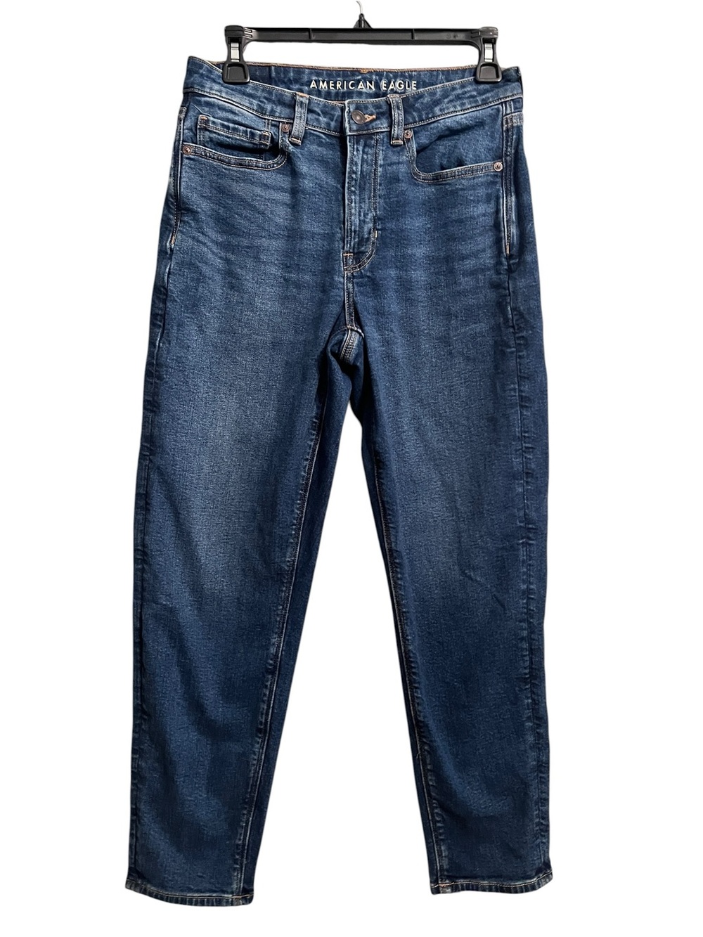 American Eagle Mom Jeans Womens 6 Blue Stretch High Rise Distressed Denim